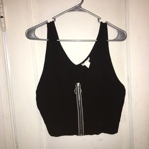 H&M Black Zipper Crop Top